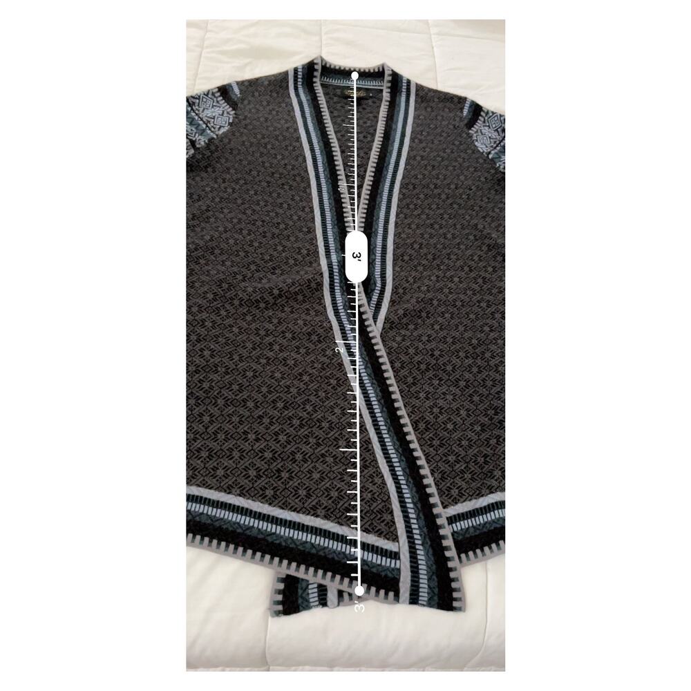 Icelandic Women's Cardigan Sweater Size L Merino Wool Blend Fair Isle Pockets - Picture 7 of 7